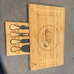 Bamboo Cheese Board Set with Knives
